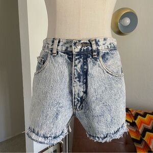 Vintage 1980s Kansas Original Western Cowgirl Acid Wash Denim Jean Shorts